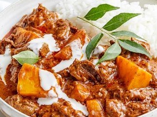 Creamy coconut beef and pumpkin curry