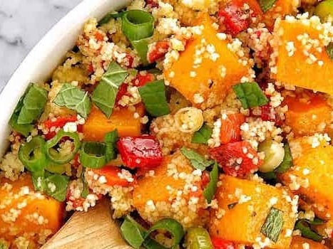 Roast butternut squash with couscous & cranberry