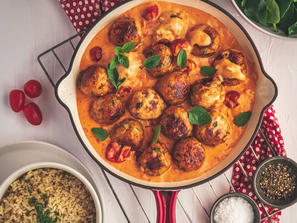 Chicken Polpette, Brown Rice & Greens