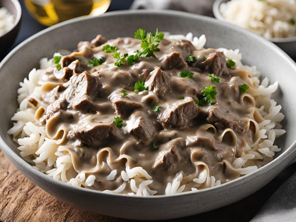 Classic Beef Stroganoff with Rice