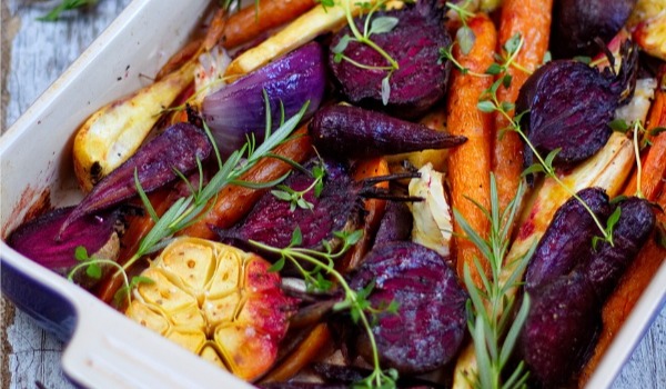 Roast Root Vegetables, Garlic and Honey Glaze