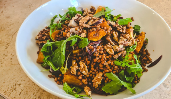 Roast Pumpkin and Lentil Salad with Spiced Honey Dressing