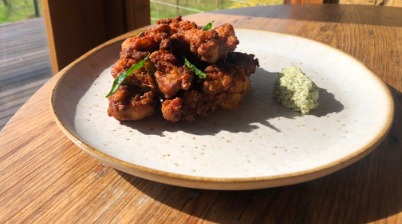 Kerala fried chicken with coconut chutney 