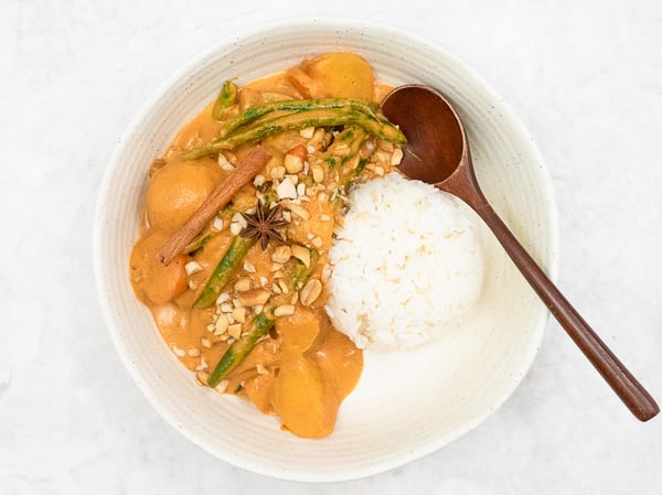 Massaman curry with plant-based braised beef