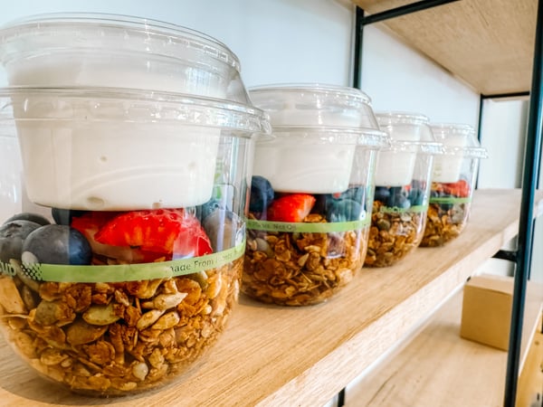 Granola Pot with Greek Yoghurt and Seasonal Fruit