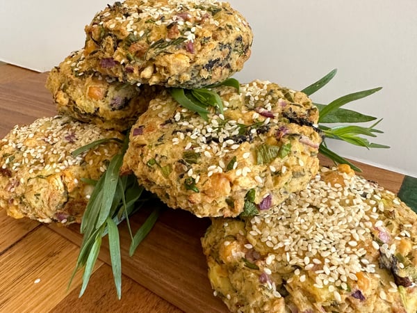 Vegan  Tuna  patties..Plant based patties with dill aioli