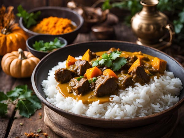 Beef and Pumpkin Curry with Rice