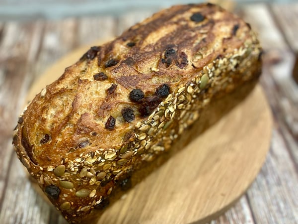 Spiced Fruit and Walnut Sourdough Sandwich Loaf