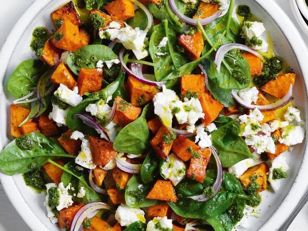 Roast Pumpkin, Spinach and Feta Salad