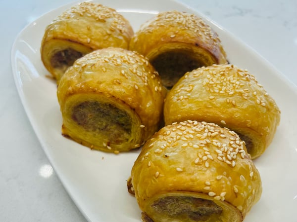 not so little chicken and basil sausage rolls