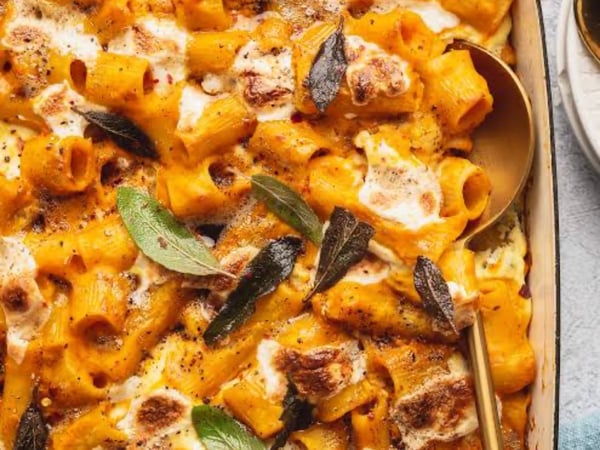 Creamy Pumpkin Pasta Bake with Mascarpone & Sage