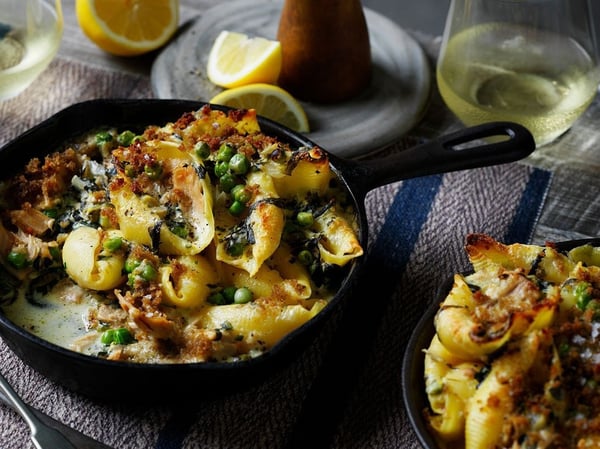 Greens Pasta Bake w Parmesan & Garlic Crumb