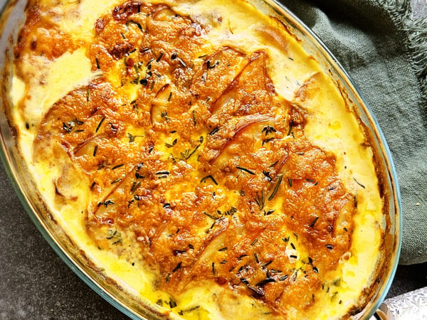 PUMPKIN & POTATO BAKE WITH WOMBYE CHEESE