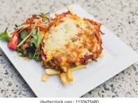 Chicken Parmigiana with green salad