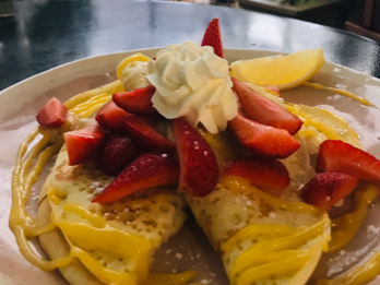 Crepes with Strawberries & Lemon Curd.