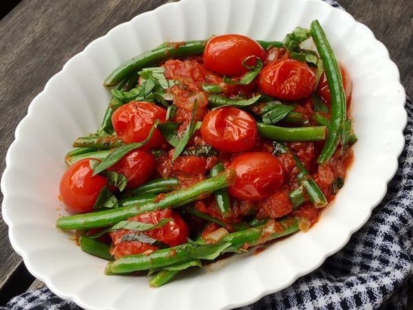 Green Beans with Confit Cherry Tomato Sauce