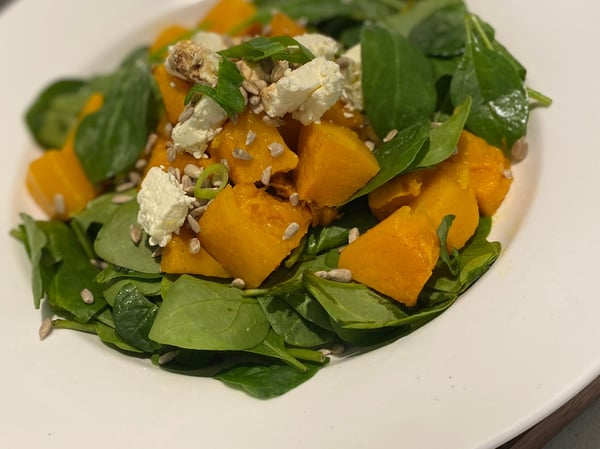 Roast Pumpkin Salad w/ Spinach & spiced crunchy chickpeas Copy