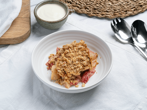 Pear and Rhubarb Crumble