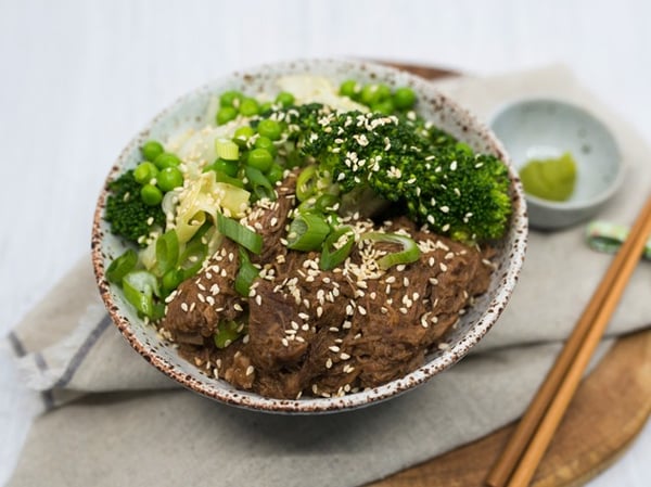 Wasabi Beef with Cabbage, Broccoli and Peas | High Protein