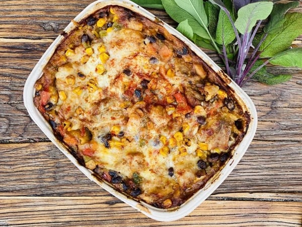 Chicken Enchilada Bake with Corn & Black Beans