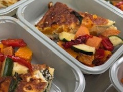 Pumpkin, spinach and feta Fritata with roasted vegetables