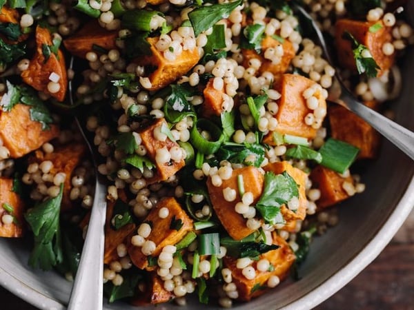 Roasted Sweet Potato w Pearl Couscous Salad