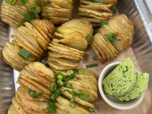 Hasselback Potatoes w Garlic & Herb butter