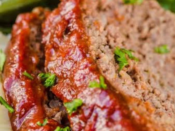 Glazed Meatloaf, roast potatoes and pumpkin puree