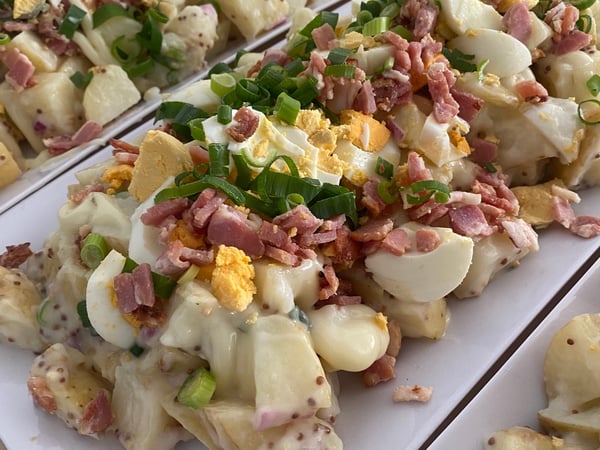 Egg, Potato & Bacon w/ tangy mustard dressing