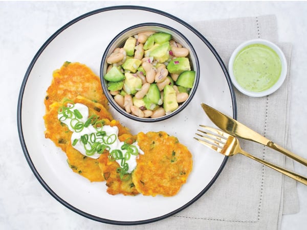 Sweet corn and spring onion fritters