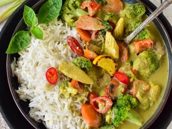 Thai Green Vegetarian Curry with Coconut Rice