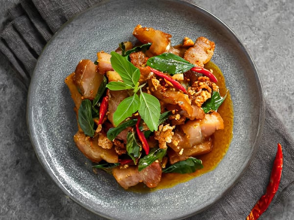 Pad Gapow Crispy Pork