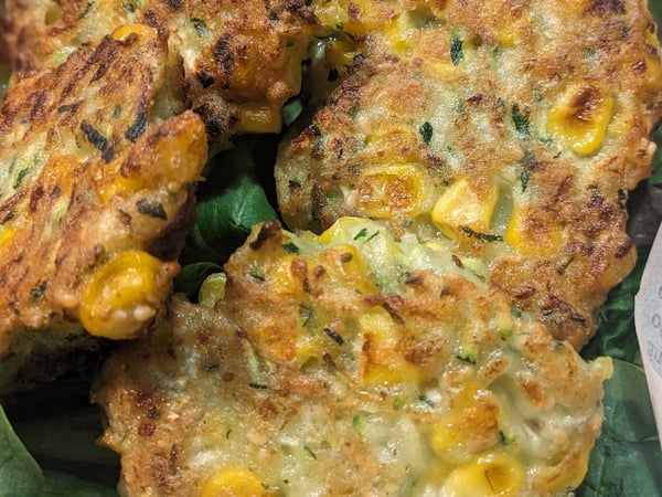 Zucchini & Sweet Corn Fritters | GF - DF - Vegan - Halal - LoFo