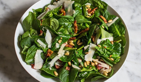 Spinach, Pine Nut, and Roasted Vegetable Salad