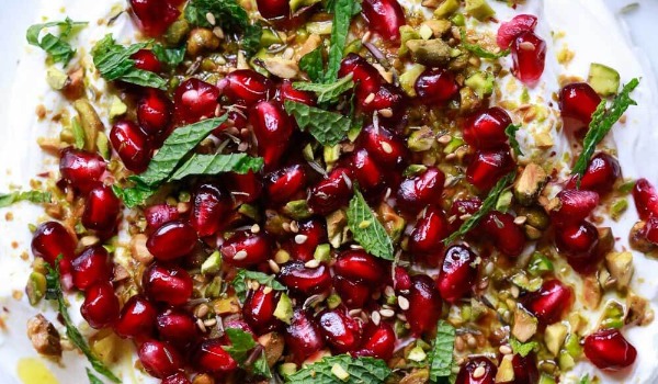 Labne with Zaatar, Pomegranate and Pistachios