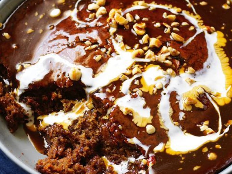 Banana and Date Pudding with Hazelnut Butterscotch