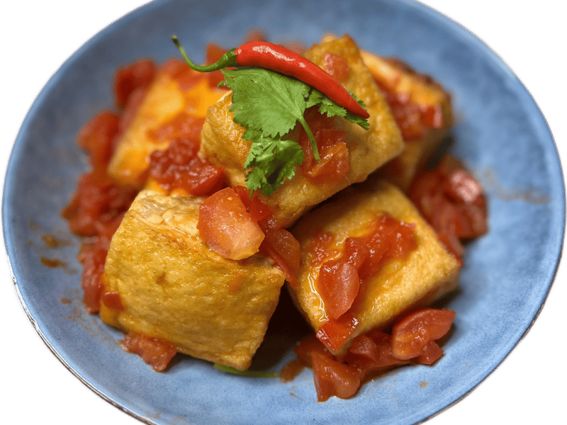 Vietnamese Fried Tofu and Pork in Tomato Sauce