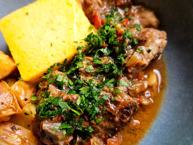 ABBACCHIO ALLA ROMANA(LAMB) WITH  POLENTA