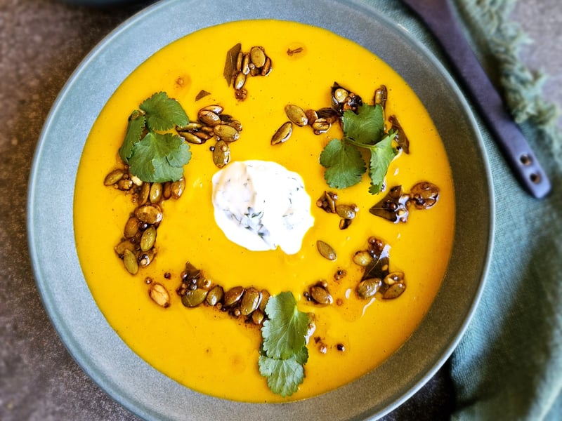 ROAST PUMPKIN, SWEET POTATO & COCONUT SOUP