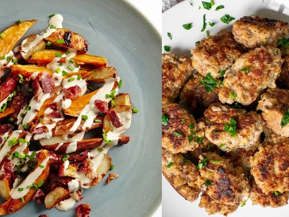 Danish Frikadeller Meatballs w/ Winter Roast Veg Lunch Bowl