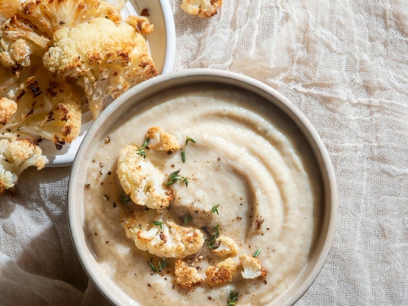 Creamy Cauliflower Soup with Gorgonzola Ciabatta