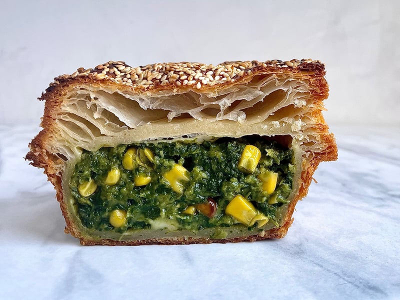Spinach, Roasted corn and A.O.P. Gruyere