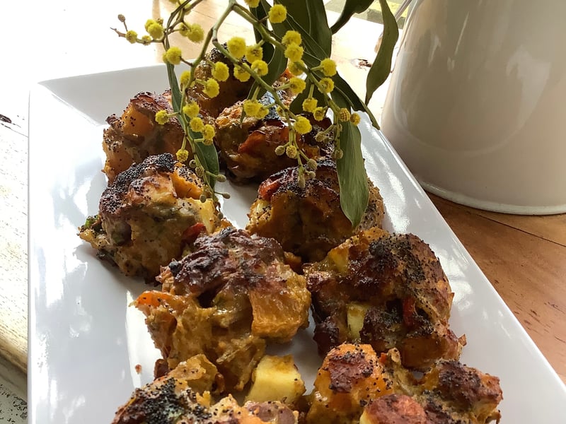 Halloumi and Pumpkin fritters with aniseed myrtle