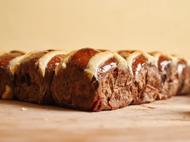 Chocolate & Cranberry Hot Cross Bun