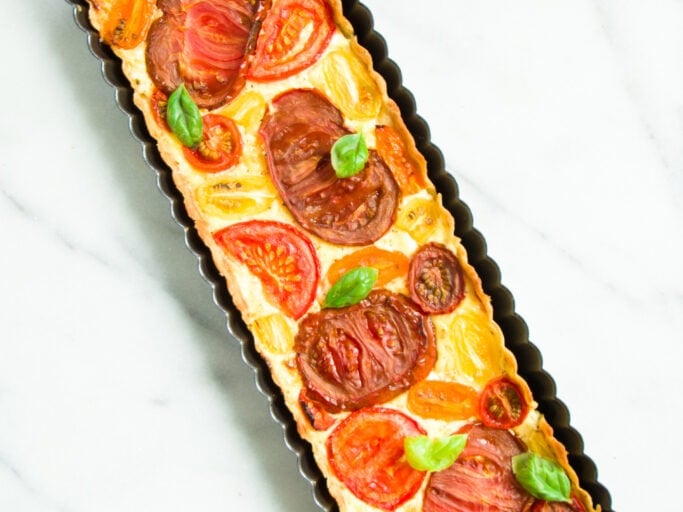 Roasted Roma Tomato Tart Pesto Goats Cheese