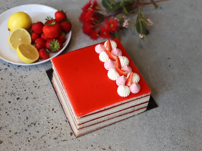 Strawberry & Lemon Opera Cake