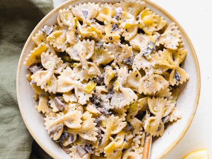 Caramelised Leek + Creamy Mushroom Pasta