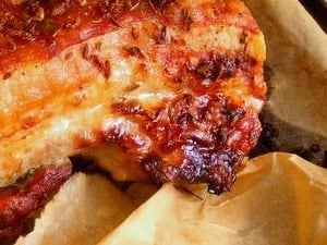 Five Spice Roasted Pork Belly with Quince Glaze