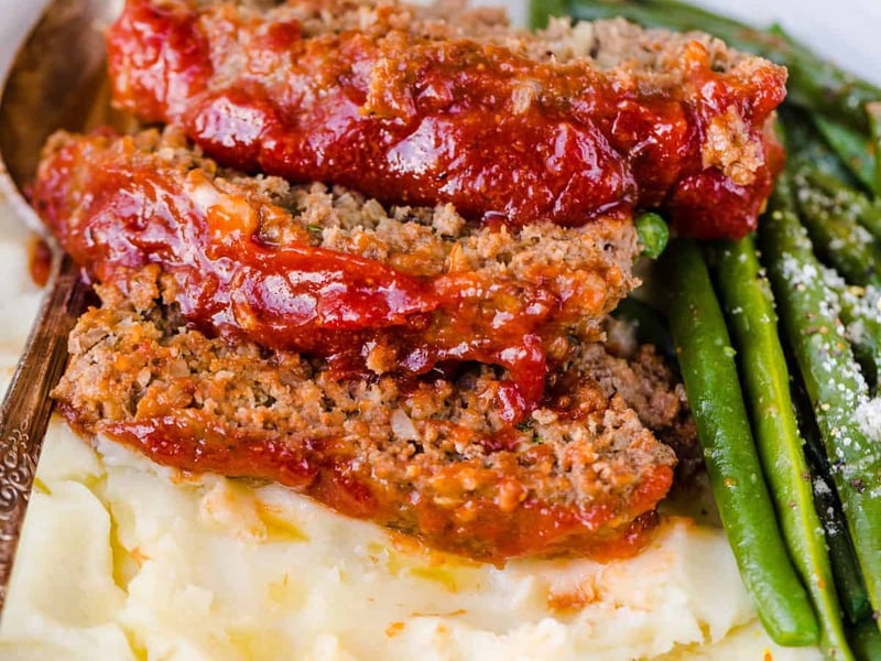 Glazed Meatloaf, Mash & Vegetables