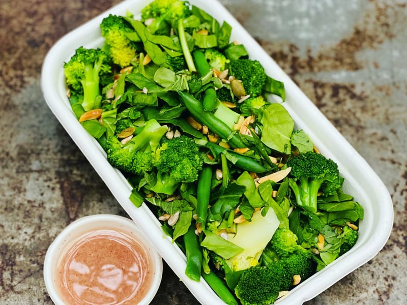 Green Bean, Broccoli, Spinach & Toasted Almond Salad